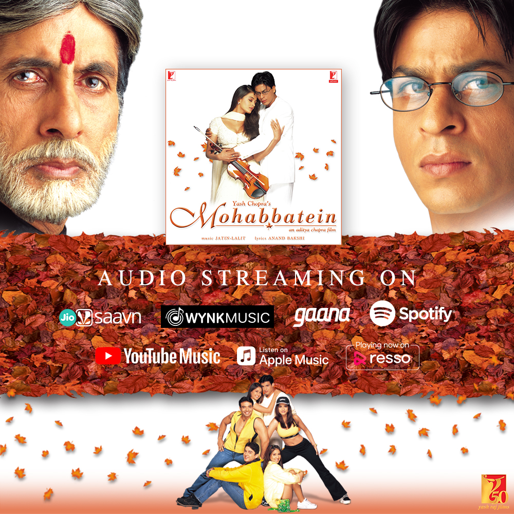 T 3702 - The music of this film is a treasure .. The lyrics, the composition, each song is exceptionally made .. Happy to have been a part of this film. Relive the music: play.yashrajfilms.com/mohabbatein/ #Mohabbatein20 | #AdityaChopra | @yrf