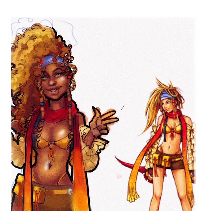 A warmup of my girl Rikku for #blacktober. 