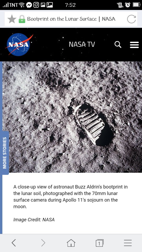 Did you notice the footprint? According to NASA, it is the close-up view of Astronaut Buzz Aldrin's bootprint in the lunar soil, photographed during Apollo 11's sojourn on the moon.