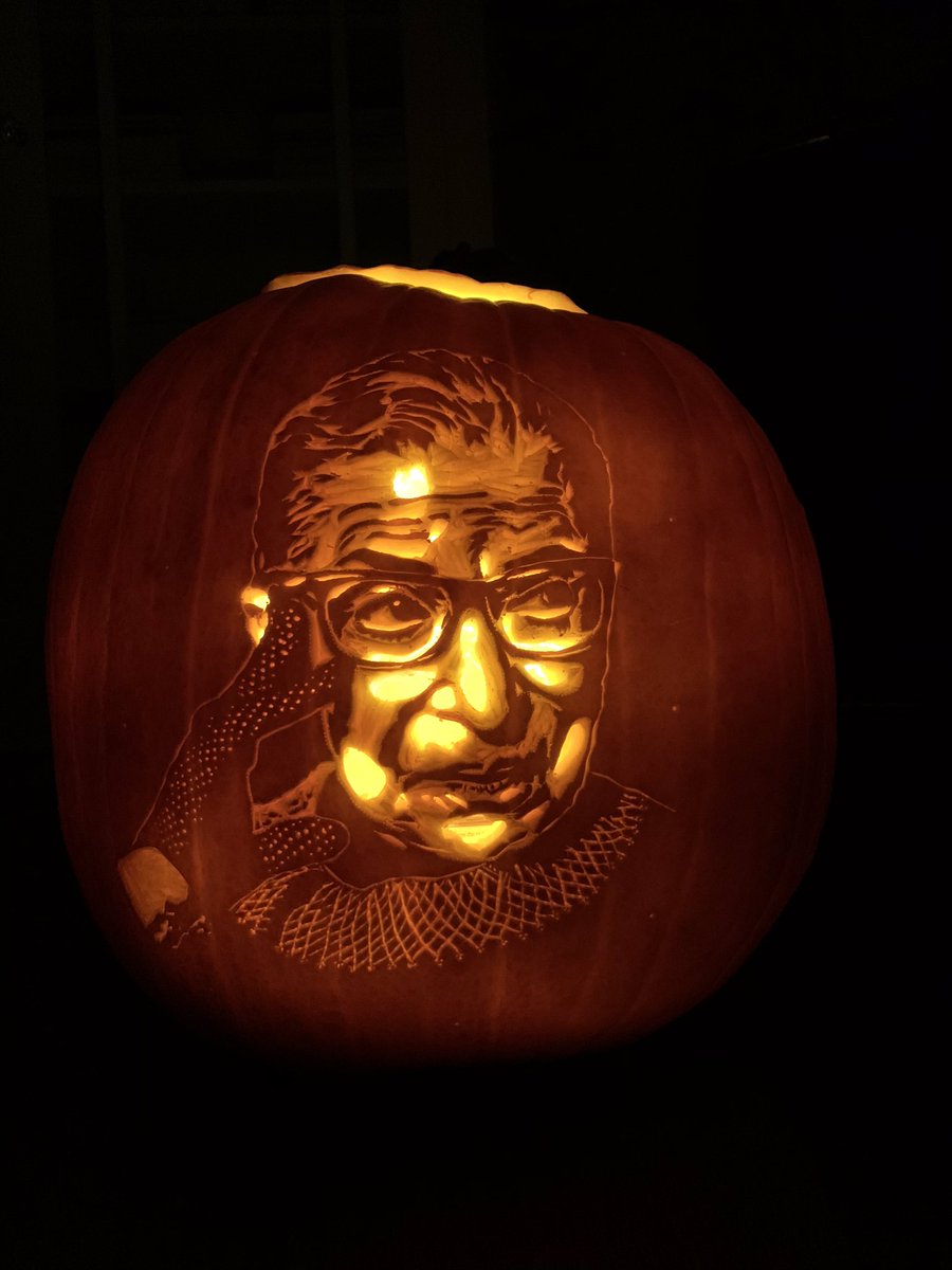 Notorious. I normally carve presidents, but this year I made an exception for #RBG. May her memory be a blessing on this frustrating and sad day.  #SupremeCourt #NotoriousRBG #ACBconfirmation