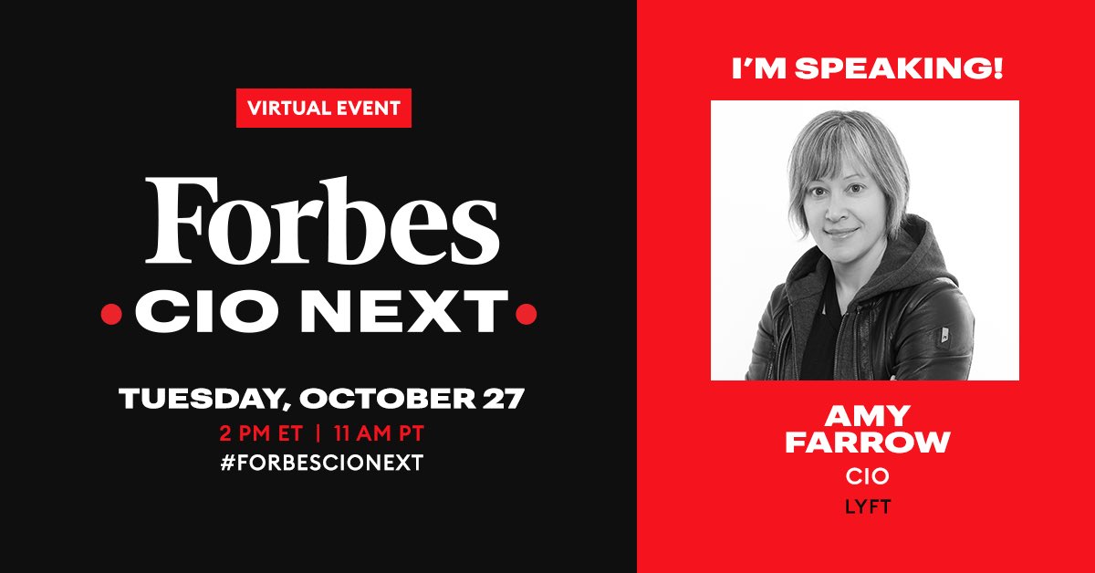 amyf's tweet photo. Excited to be speaking at the 2020 Forbes CIO Next Virtual Series tomorrow 10/27 to discuss the importance of data, agility, and collaboration to reshape strategies for 2021 and beyond. Join me! Register at no cost here: https://t.co/HRaLcdemCG. #ForbesCIONext https://t.co/89V15V580Q