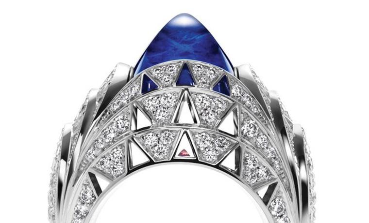 From Harry Winston, a ring unoriginally based on the Chrysler Building. But it looks like a nice stone. I don't mind inclusions when they look like a mini universe.