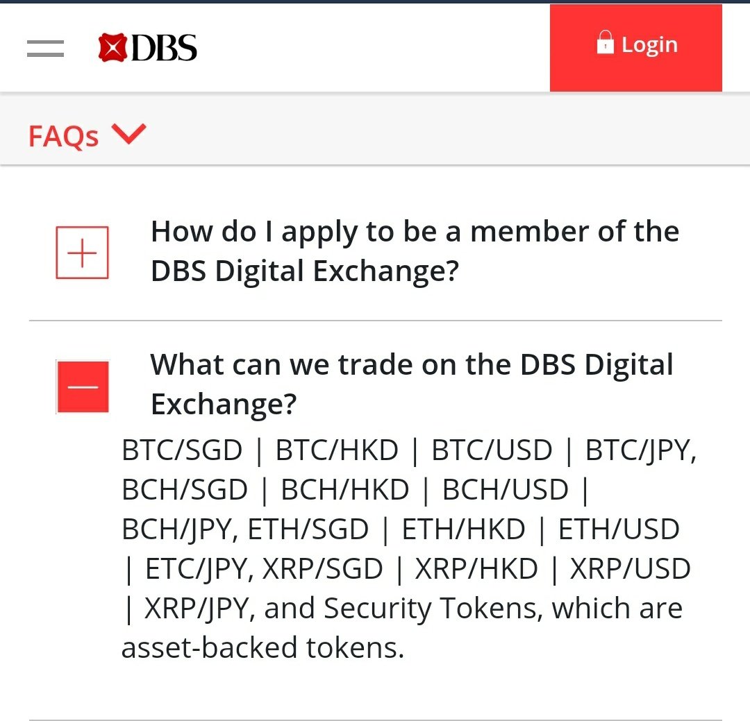 DBS, the largest retail and commercial bank in Singapore, has soft launched  their crypto/fiat trading exchange. Not sure if the #BTC is transferrable  yet, but regardless a step in the right direction.