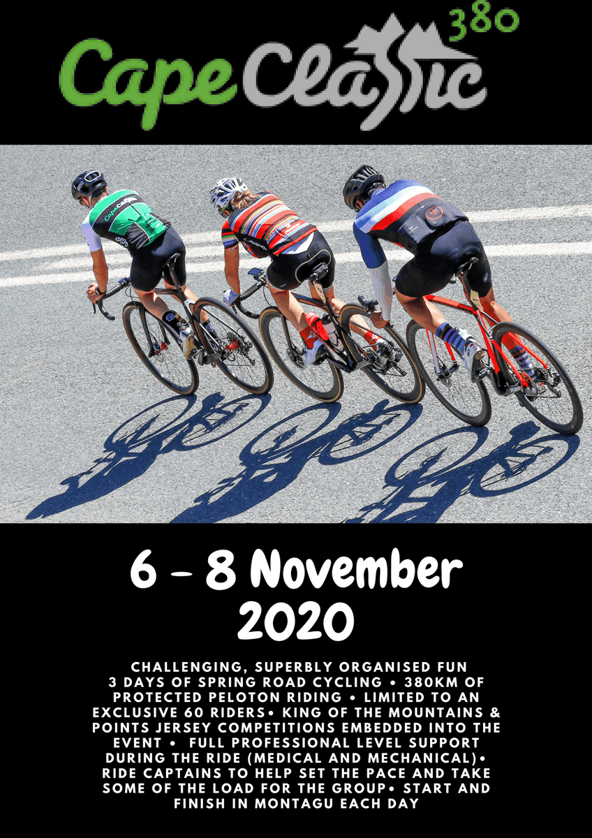 liezelv's tweet photo. 🚴 Come join one of the most fun Road Cycle Events EVER! 🚴
The @CapeClassic380 hosted by @Wesgro is a 3-day road cycling event, from 06th Nov - 08th Nov
🚴🦒
Visit https://t.co/n2o4R2PzKO for more details
#LiezelOnline #CapeClassic #DiscoverTWC #WeAreOpen #Cycling @AmyHoppy https://t.co/QS9Inx3zEk