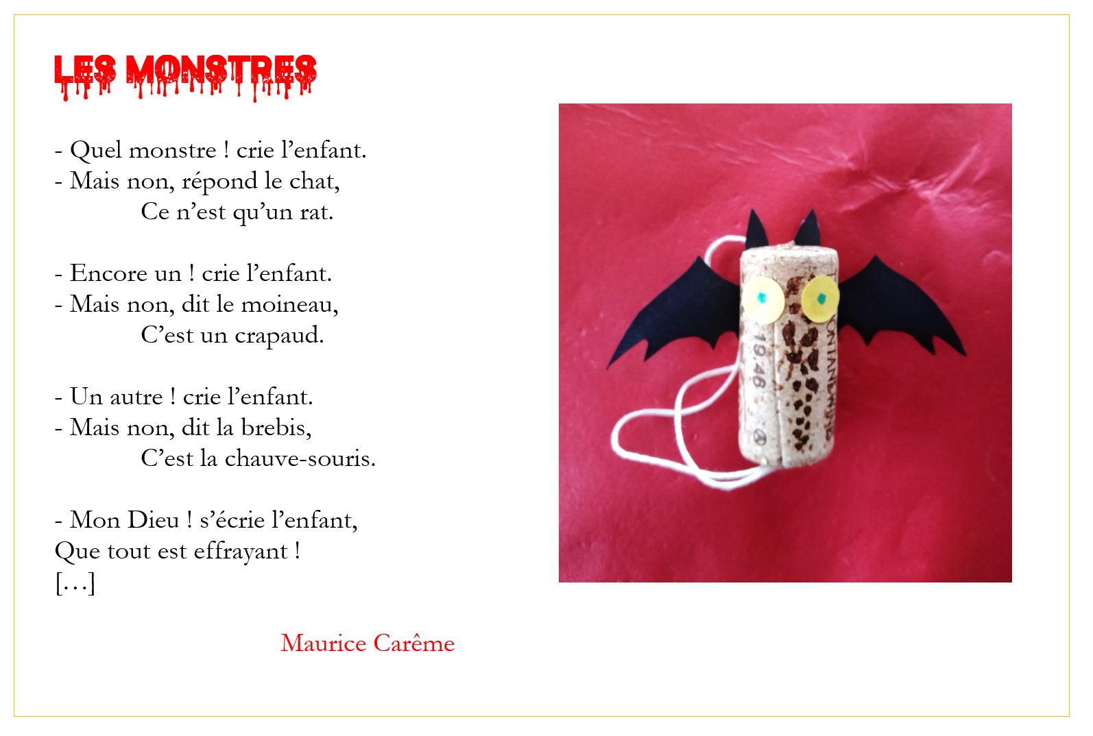 Musee Maurice Careme Aujourd Hui Nous Allons Faire Des Monstres Pas Du Tout Effrayants Heureusement Les Animaux Sont La Pour Rassurer L Enfant Cette Ombre Qui Passe N Est Par Exemple