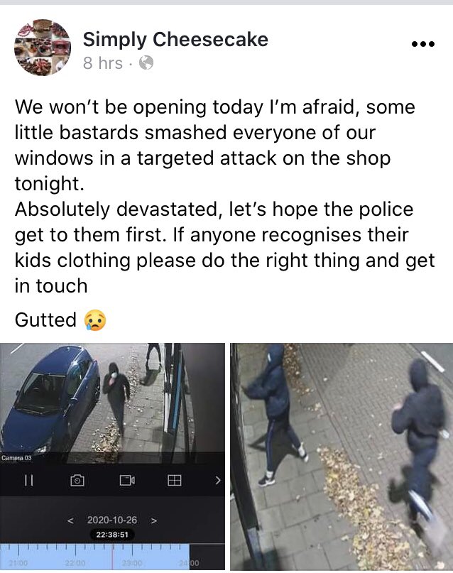 gingersaiyan9k's tweet photo. @stevewraith can you get this out pal these two scumbags broke every window in the shop that had only been open 2 days someone knows who they are cheers mate https://t.co/L2a6CJYMLz
