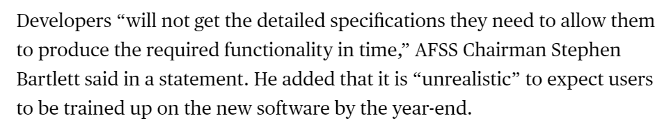 The Association of Freight Software Suppliers, whose members connect businesses to the government's customs systems, says they haven't been given enough time and information to develop their IT products. They're urging HMRC to ready contingency plans 2/