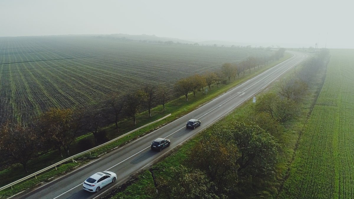 UNDPMoldova's tweet photo. First day of #ElectroMarathon was challenging, moody, like weather in autumn in #Moldova &amp; we made it, reached the southern border of the country. #DriveElectric #ElectricCars🔋https://t.co/A0saBUL8eX https://t.co/RVmcLd6rAd