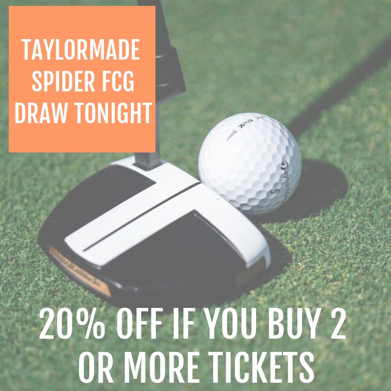 Taylormade Spider FCG putter. Brand new for 2020. Draw tonight. Still 15 tickets left. 

Use the code “SPIDER” at checkout on 2 or more tickets for 20% off! 

1 in 25 chance with a single ticket, draw live on Instagram tonight. Could be in your bag by the weekend 🤞