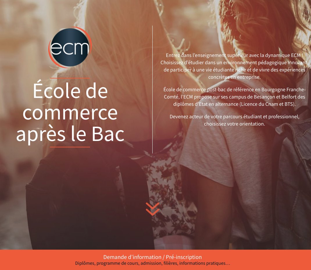 ECM_BFC's tweet photo. 2021 : Découvrez les formations Après Bac de l'ECM sur sur notre nouvelle landing page https://t.co/TPsVgnfCD1  > >   .  . https://t.co/fGbz9KWfTL