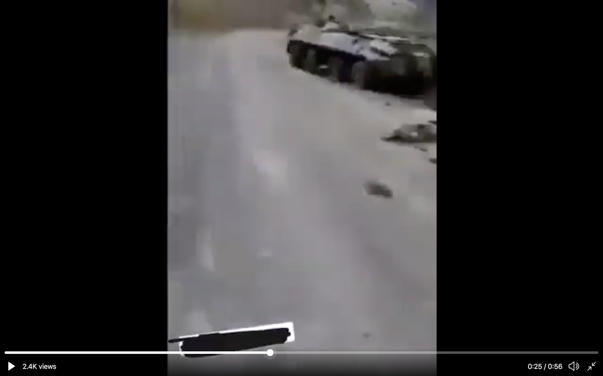 4. An Azeri BTR-70 loss reportedly on Lachin Axis. This pic slightly better than one in link clearly shows it as a BTR-70 (exhaust angle). Film is bad, but terrain looks similar so can't rule it out as from the same incident shown earlier in this thread. https://twitter.com/Caucasuswar/status/1320851503339442178