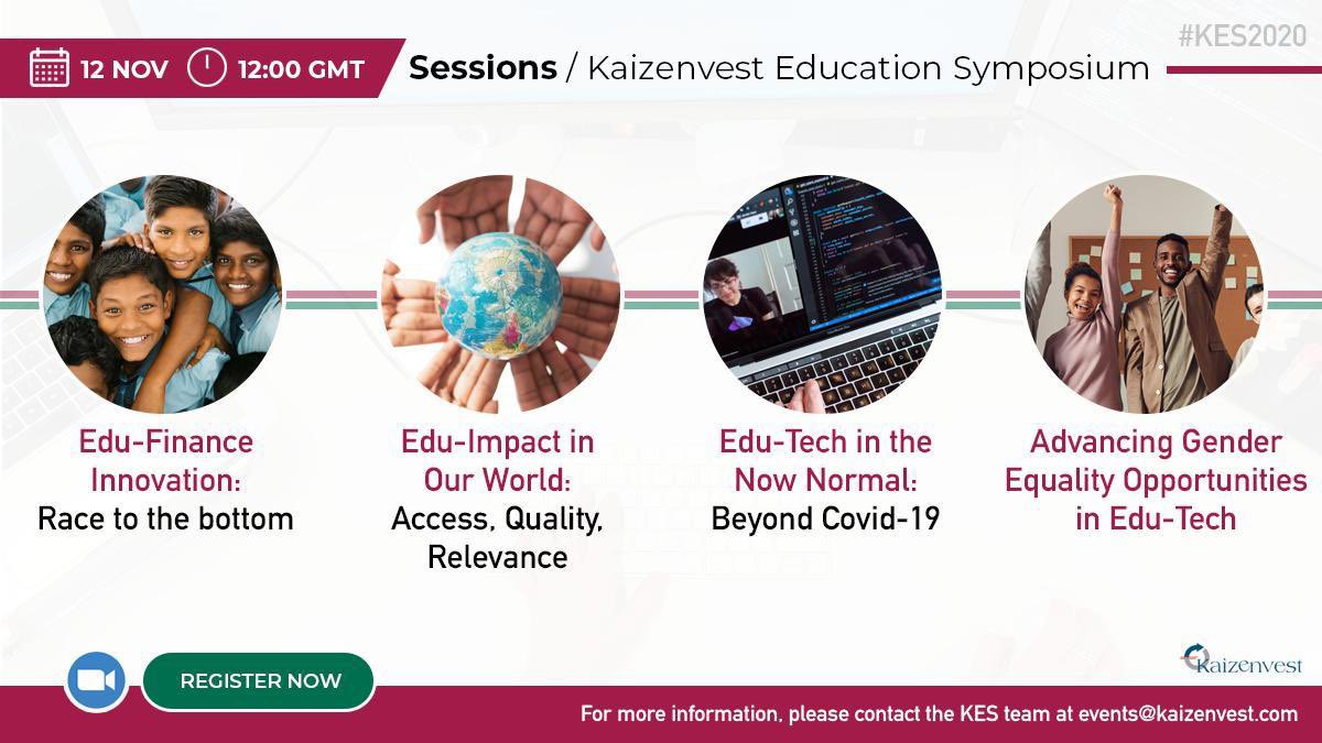 Kaizenvest's tweet photo. We are delighted to share the four panel discussions at #KES2020. 

Sign up today https://t.co/igAHpeKR2P

For more information https://t.co/6V4qT3DquM

#Education #EduFinance #EduImpact #Edtech #Kaizenvest #KES2020 https://t.co/WKPsFXLu4M