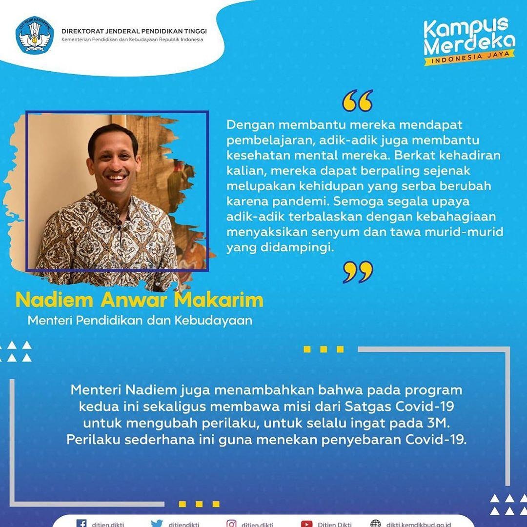 Apapun cara yang kita lakukan, merupakan perjuangan dan ibadah kita dalam mencerdaskan anak bangsa serta putus mata rantai covid 19 dengan selalu mengikuti protokol kesehatan.

#mengajardarirumahkemdikbud #gerakanmengubahperilakukemdikbud 

<a href="/ditjendikti/">PDDIKTI</a> @bppPDN_official