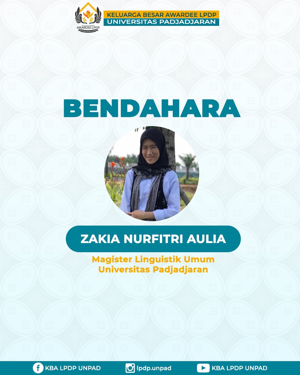 lpdp_unpad's tweet photo. [Bendahara]

Pararunten Akang-Teteh, kenalin ada Teteh Zakia yang bertanggungjawab untuk setiap kegiatan administrasi dan tentunya pengelolaan keuangan kelurahan. https://t.co/7sr9qdKXOM