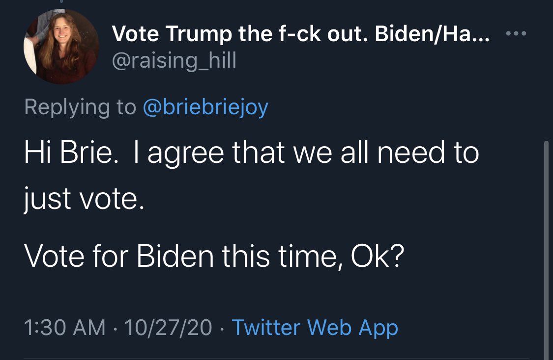 briebriejoy's tweet image. “Fuck you,” but like, vote, ok? 

I humbly suggest a different approach to outreach.