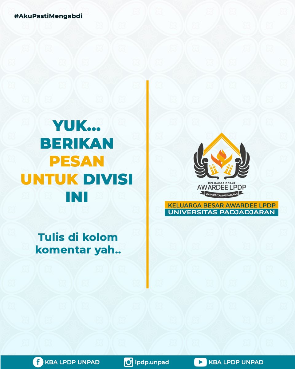 lpdp_unpad's tweet photo. Semoga lancar-lancar program kerjanya untuk menyediakan informasi yang bermanfaat ya akang teteh 🙏⁣ https://t.co/SFTqYkPnoS
