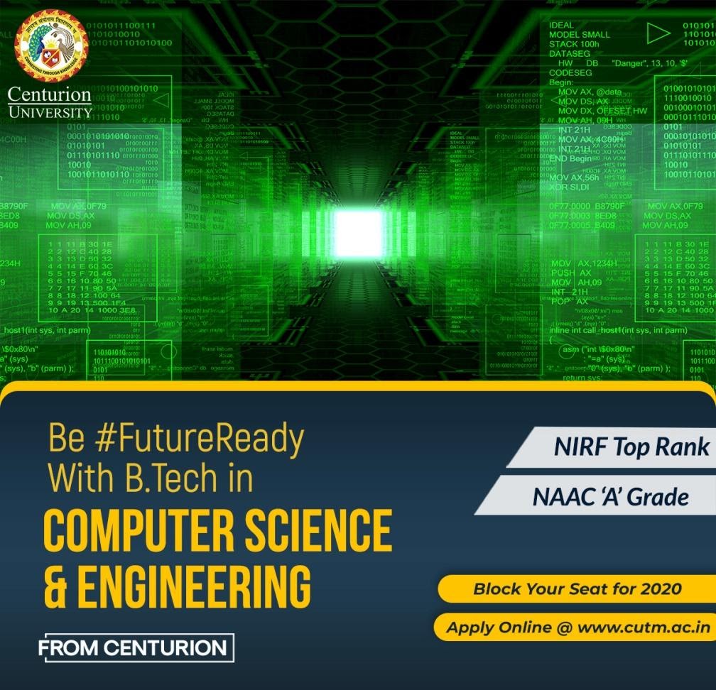 CUTMIndia's tweet photo. At Centurion University, ‘https://t.co/xTdUGLJAPb Computer Science’ (CSE) learnings are not just relevant, but also future-ready.
Apply through #CUEE@ https://t.co/zkifrOn3p6 or Call 8260077222 for any Assistance. 
#Btech2020 #EngineeringCourses  #ComputerScience #AdmissionsOpen https://t.co/NwTBI0x9Ll