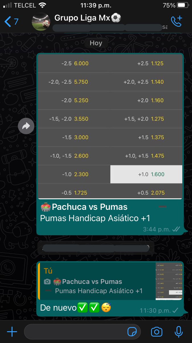 Volvimos a Cobrar Hoy!✅🤑
Único partido de liga mx y ganamos😎
➖Pumas +1 ✅💰
Vamos invictos, ultimas 5 apuestas ganadas💰
¿Te quieres unir? Envíame md.
Se viene nueva jornada👀 https://t.co/2sNUag7WZm