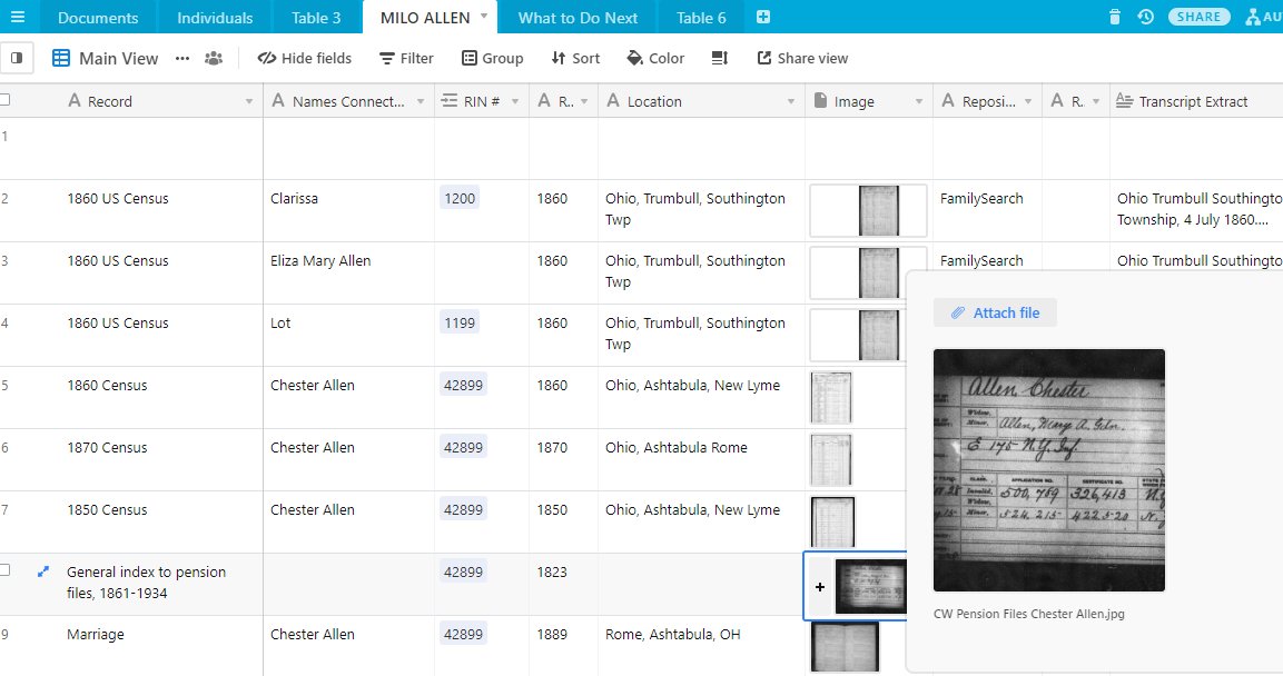 Have you ever wished you could put your document images right in your Research Log spreadsheet? With the free database program <a href="/Airtable/">Airtable</a> you can! See how I use it to keep my #genealogy research organized in parts 1 &amp; 2 of this blog post bit.ly/RCairtable1