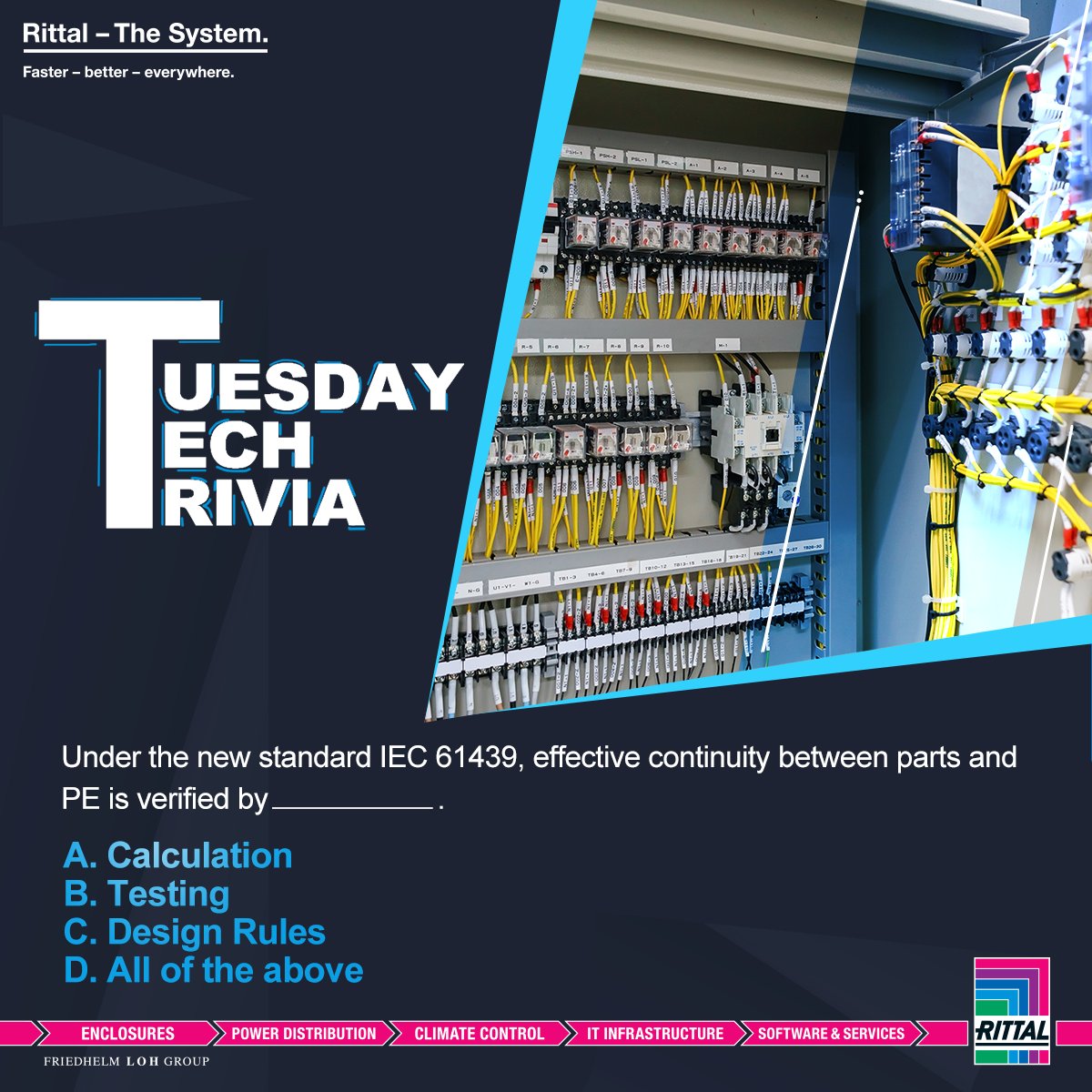 Rittal_India's tweet image. Being the latest accepted standard of safety, IEC 61439 has guidelines for switchgear and controlgear manufacturing and verification. Can you solve this #TuesdayTechTrivia?

#Rittal #Busbars #PowerDistribution #Switchgear #enclosures #IEC61439 #lowvoltage @Rittal @EPLAN_global