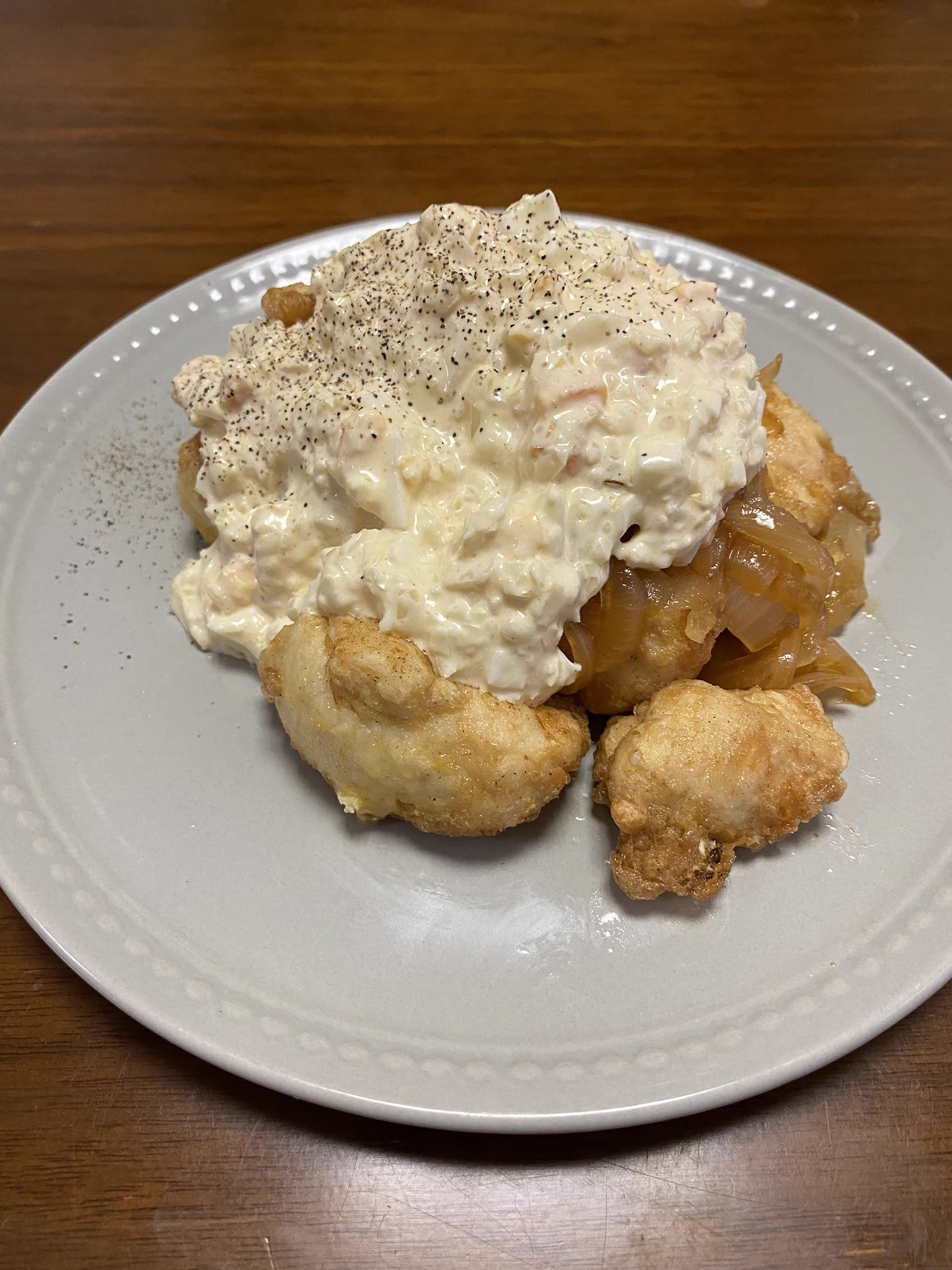 チキン南蛮🐥ヘルシー思考でササミで🥺💦
甘酢がリュウジさんみたいにできなかったよ〜、、！美味しくいただきました🙏✨また挑戦しよ💪  