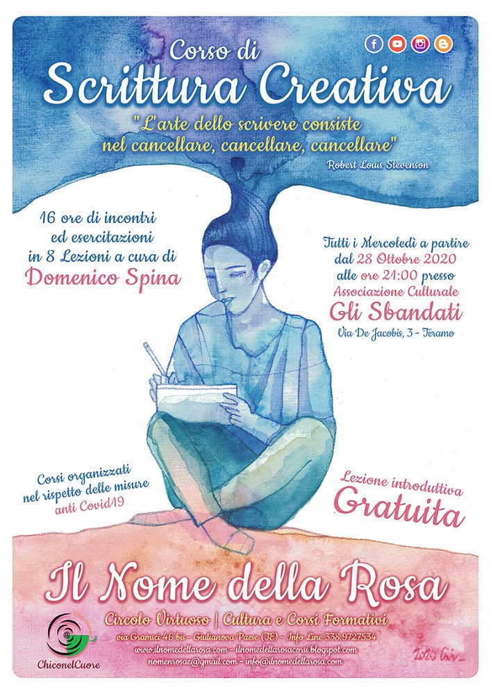 AbruzzoinRete's tweet photo. LABORATORIO DI SCRITTURA CREATIVA DAL 28/10/2020 AL 16/12/2020 A TERAMO #eventiABRUZZO #eventiTERAMO https://t.co/Jvlw1851p7 https://t.co/7Q4LRySozv