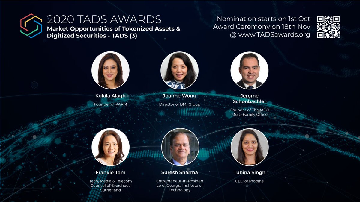 Huge thanks to @TADSAwards for inviting @tuhina_singh as one of the panelists for today's final panel discussion: market opportunities for tokenized asset and digitized securities Support #tokenization into mainstream. Register now lnkd.in/gbXzmRj @ESgloballaw #Propine