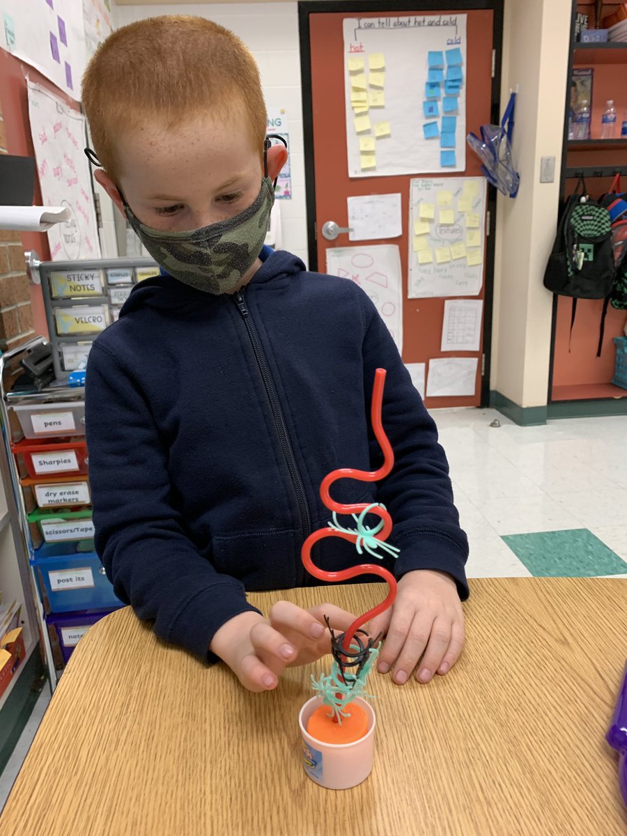 TeachMrsDTeach's tweet photo. Ss rolled their die twice, built a number bond, then generated 4 related math sentences. Ss then used two different colored spider rings on a swirly straw to represent the number bonds! @The_GESGators @eureka_math https://t.co/5KxKuRPrKf