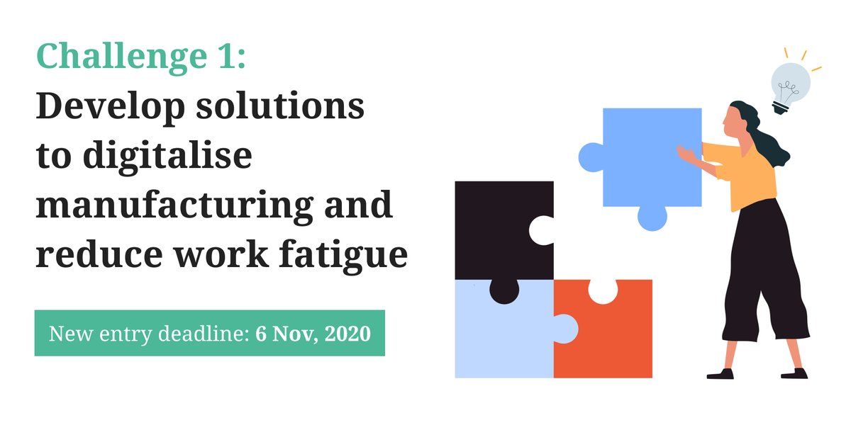 Find out more about the different challenges in this  #thread Challenge 1 – Develop solutions to digitalise manufacturing and reduce work fatigue   https://bit.ly/3jvGoRc 