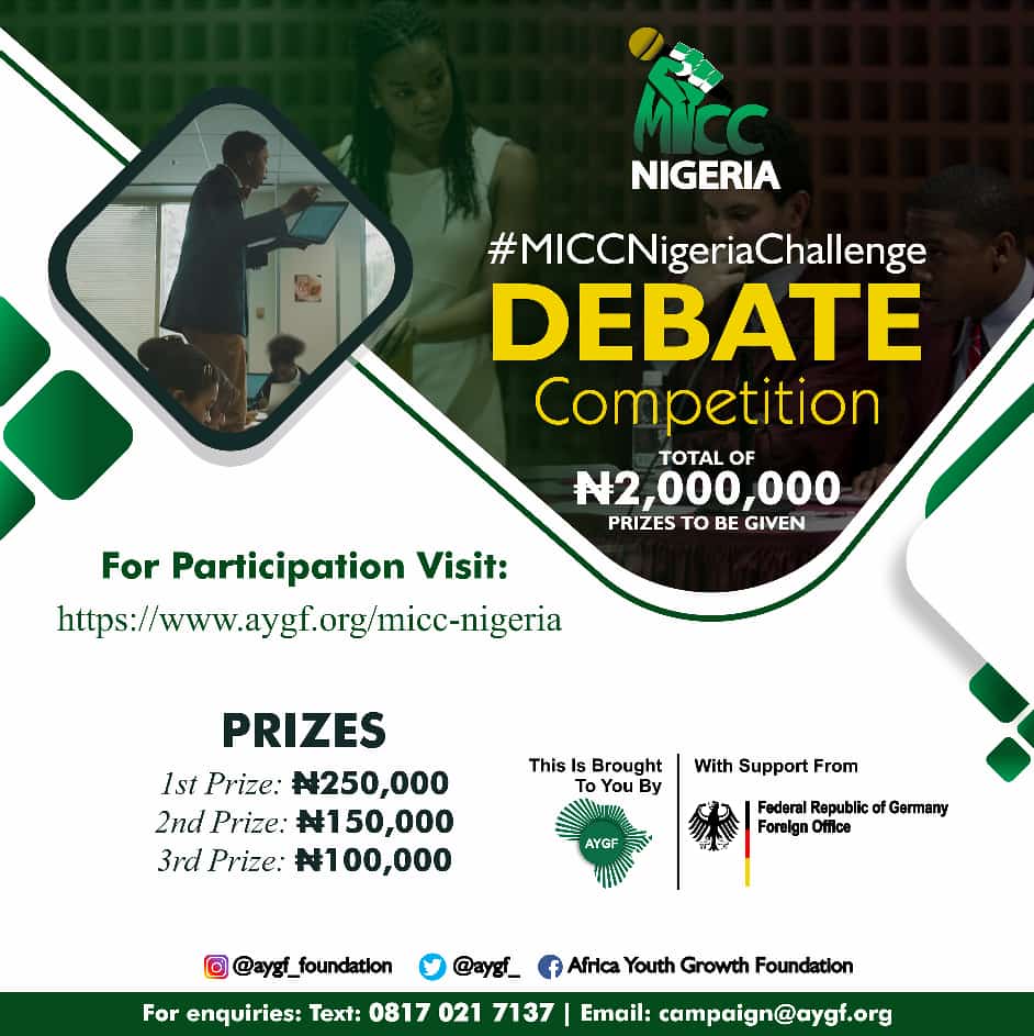 woodsworthng's tweet image. #AbujaTwitterCommunity

Have you registered for the debate and essay competition yet?.

Cash prizes and loads of consolation prizes to be won.

See flyers for details.

Powered by @Aygf_

#stopirregularmigration
#constitutionalmoment
Ps. Rt.