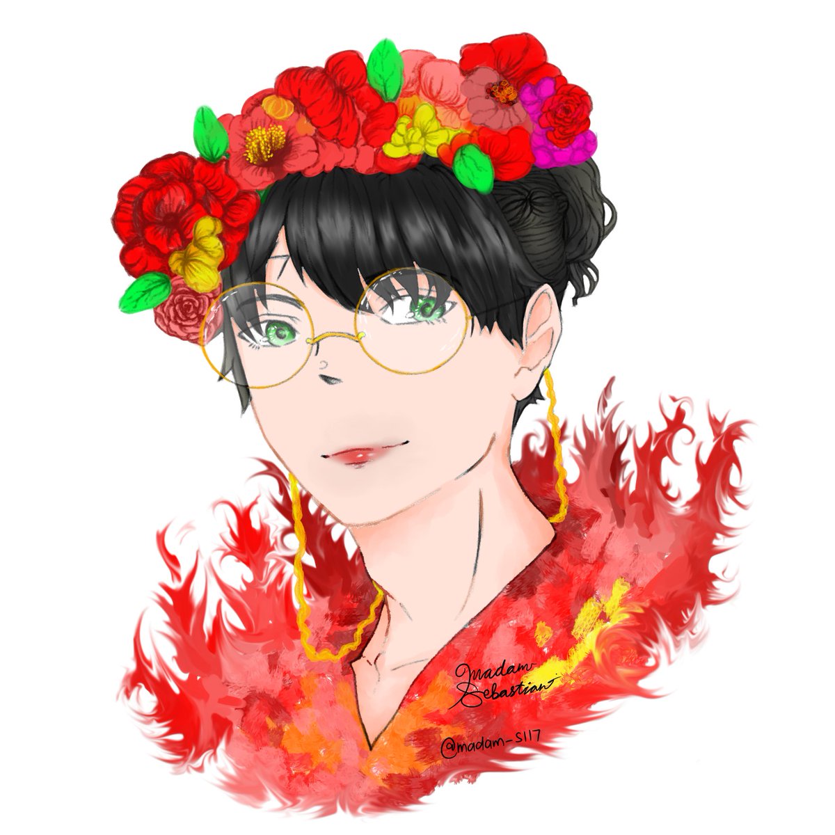 Madam__S's tweet photo. Day 3- Flowers
 [Harry attend the party after the dragon mission with each hero wearing their own costume and Draco don't like it.Mainly because Viktor Krum]
#yaoi #yaoitober #YaoiHard #drarry #HarryPotter #DracoMalfoy #digitalart
Follow my ig: @madam_s117
For more future updates https://t.co/yBQwj2kxln