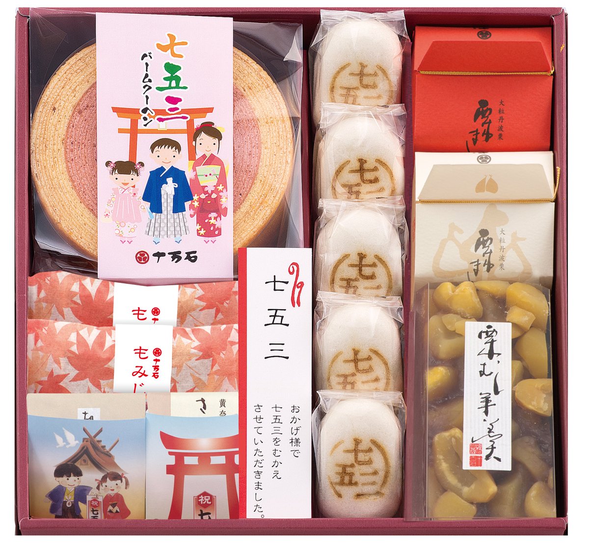 株式会社十万石ふくさや 公式 七五三詰合せ 大 ３ ３９０円 税 内容 七五三十 万石饅頭５ 七五三紅白バームクーヘン１ さきたま餅１ 胡桃の里１ もみじ巻２ 栗まん月２ 栗むし羊羹１ うまいうますぎる 七五三詰合せ大 ３日前迄のご注文 埼玉