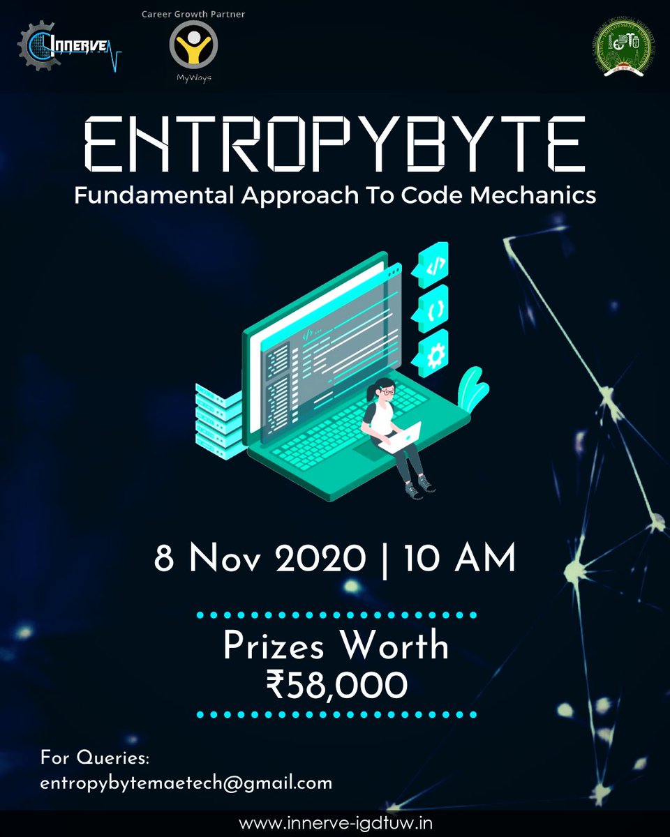 Innerveigdtuw's tweet photo. Innerve’20 is here with EntropyByte. Get ready to solve problems based on mechanical theories and fundamentals.

Testing platform: HackerRank.

Date: 8 November, 2020
Time: 10 AM

Register at: https://t.co/EZ4FmnNNnr

For queries email us at: entropybytemaetech@gmail.com https://t.co/faRj0O4BbZ