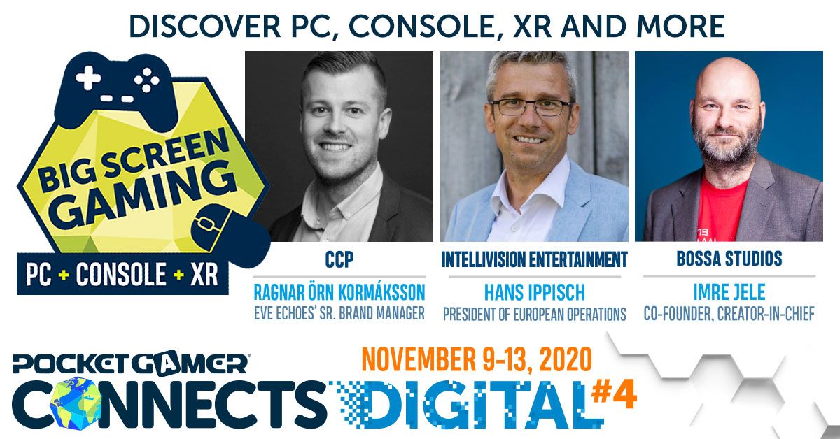 Pocket Gamer Connects (@pgconnects) on Twitter photo Go beyond mobile. Discover PC, console, XR, esports and more with the Big Screen Gaming track at Pocket Gamer Connects Digital #4, Nov 9-13. Book now, save $190: bit.ly/2FZsskG <a href="/CCPGames/">CCP Games</a> <a href="/Intellivision/">Intellivision Entertainment</a> <a href="/IppischHans/">Hans Ippisch</a> <a href="/bossastudios/">BossaStudios</a> <a href="/imrejele/">Imre Jele</a> Go beyond mobile. Discover PC, console, XR, esports and more with the Big Screen Gaming track at Pocket Gamer Connects Digital #4, Nov 9-13. Book now, save $190: bit.ly/2FZsskG <a href="/CCPGames/">CCP Games</a> <a href="/Intellivision/">Intellivision Entertainment</a> <a href="/IppischHans/">Hans Ippisch</a> <a href="/bossastudios/">BossaStudios</a> <a href="/imrejele/">Imre Jele</a>