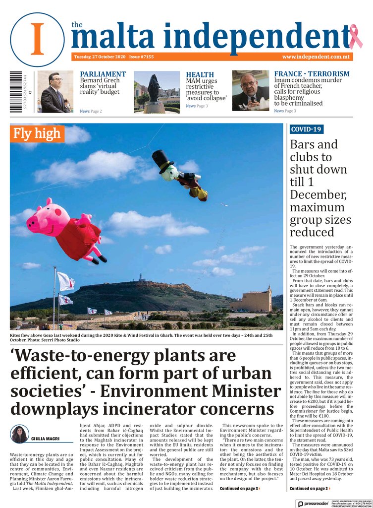 Today’s independent.com.mt front page