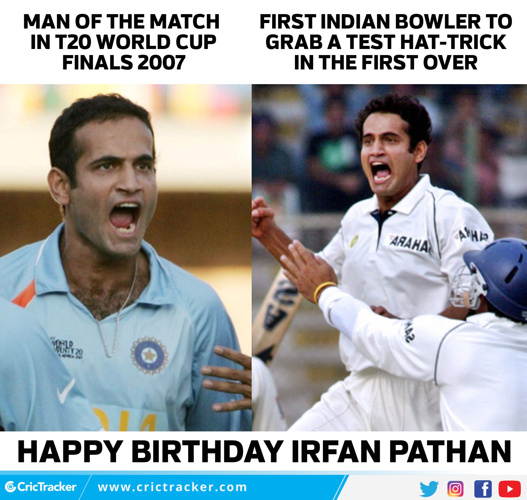 Wishing former Indian all-rounder Irfan Pathan a very happy birthday.    