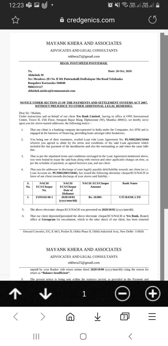 Nt sure hw should I react, bt it's good in a way. I still can't pay so bank has 2 provide proper resolution plan. @YESBANK thanks 4r sending me legal notice. I m ready 2 fight in court. I can't bcz I don't ve Job due to COVID19. @RBI @nsitharaman #moratorium3forall #moratorium3