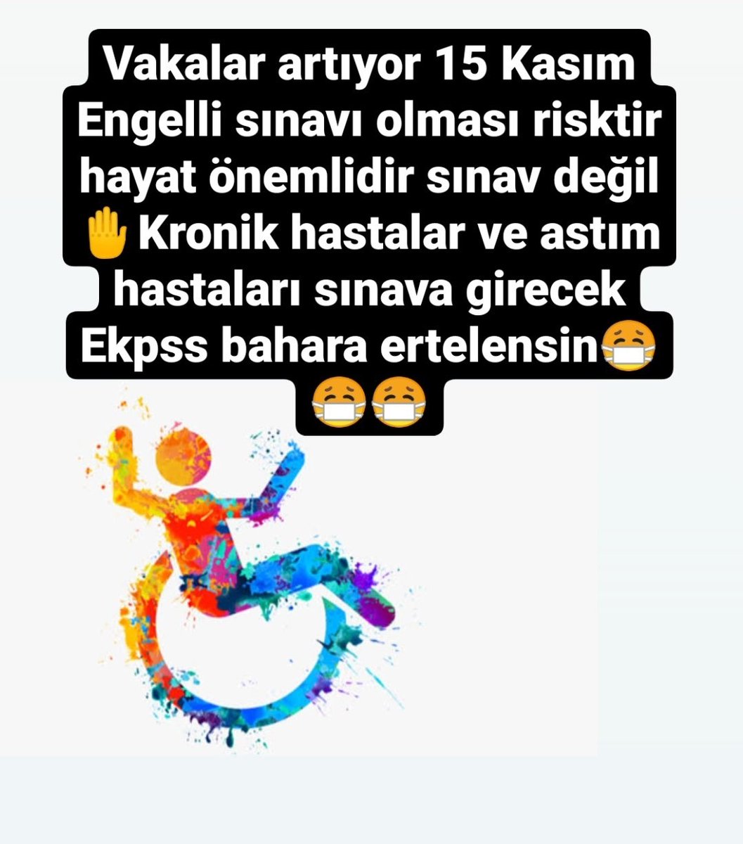 hatce3213218's tweet photo. @drtevfikozlu @YouTube Vakalarin artış gosterdigi durumda engellileri riske atip sınav yapılmamli
 #EKPSSBaharaErtelensin #KasımdaEKPSSYapılamaz @drorhankoc @halis_aygun @OSYMbaskanligi @AtesAtesKara @fusuneyuboglu @DrRecepOzturk @drtevfikozlu @fcsenel @saglikbakanligi @drfahrettinkoca @serapsimsekyvz https://t.co/M2p6LOyQe7