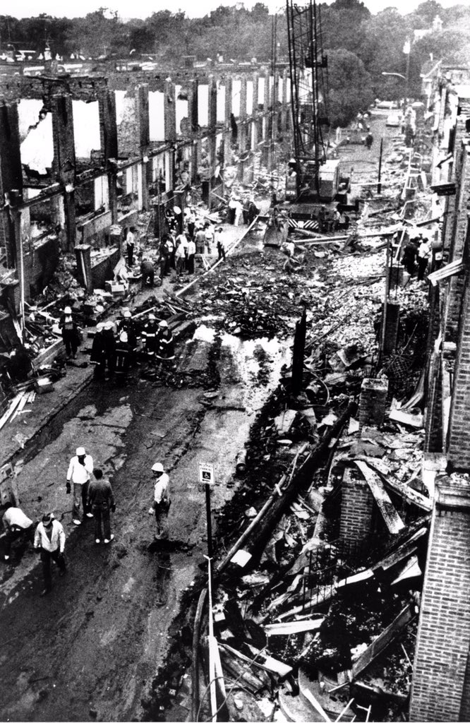 safecampdore's tweet image. In 1985, the city of Philadelphia dropped a bomb in a Black neighborhood. Killing 11, including 5 children and leaving 250 people homeless. 27 year old Walter Wallace Jr was killed by the same police Monday. Black rage doesn’t happen spontaneously. It’s been here. #phillyprotests