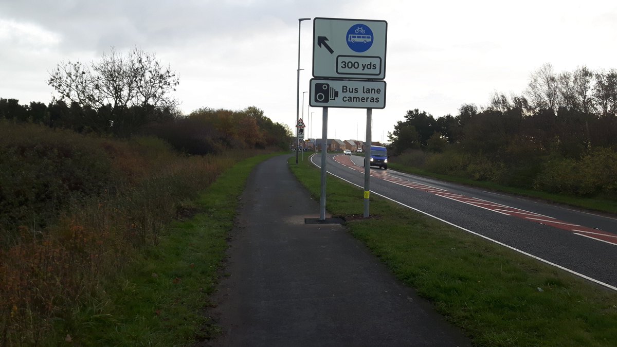 Marco Trevisan 🇪🇺🚲 (@oxartum) on Twitter photo Really?? This just shows how much do <a href="/BlythTC/">Blyth Town Council</a> and <a href="/N_landCouncil/">Northumberland County Council</a> care about cycling safety.
This sign, was built last week. It has a pole needlessly inside the cycle lane next to the A1061 (uninterruptedly extending for a mile between Cramlington and Blyth). <a href="/WeAreCyclingUK/">Cycling UK</a> Really?? This just shows how much do <a href="/BlythTC/">Blyth Town Council</a> and <a href="/N_landCouncil/">Northumberland County Council</a> care about cycling safety.
This sign, was built last week. It has a pole needlessly inside the cycle lane next to the A1061 (uninterruptedly extending for a mile between Cramlington and Blyth). <a href="/WeAreCyclingUK/">Cycling UK</a>