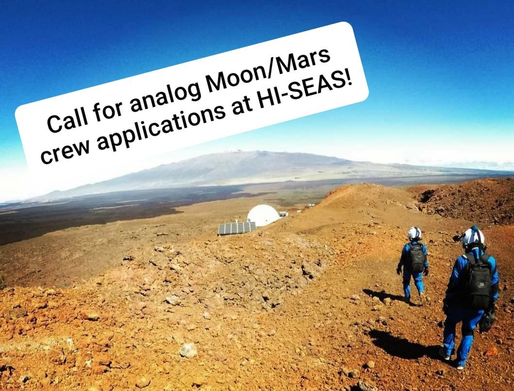 HI_SEAS's tweet photo. *Call for analog Moon/Mars crew applications* for January - April 2021. Please send us a private message through this platform if you would like to apply to take part in an analog mission @HI_SEAS. Please read here for more information before applying:
https://t.co/KCiVxeIgpD https://t.co/G68PLg0g4r
