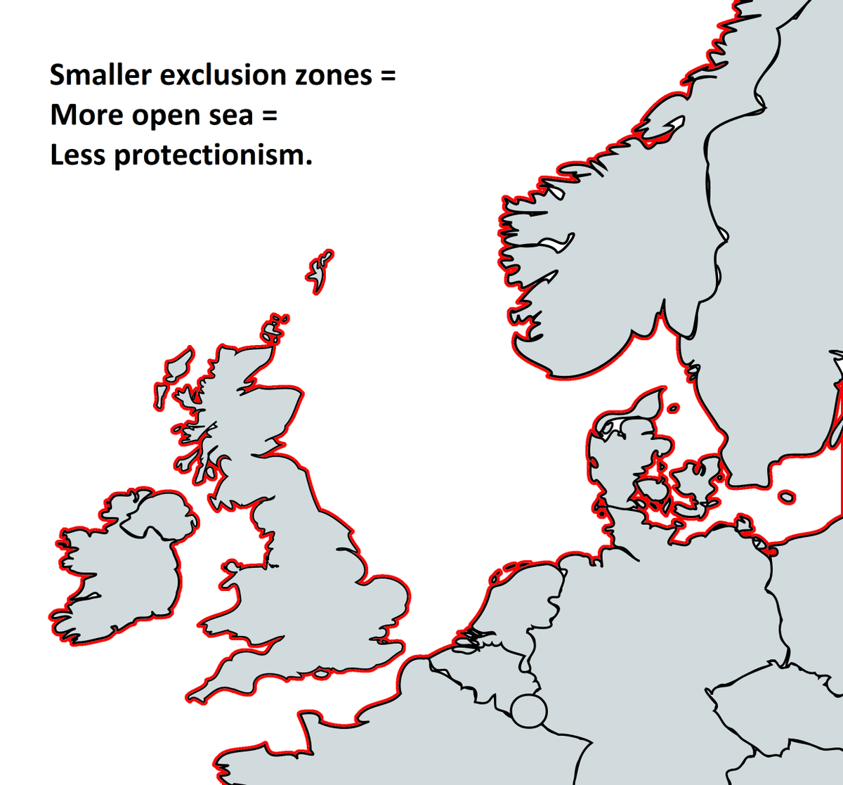 2. Fishing limits are a protectionist trade off between In-shore fishing deep sea fishing. The bigger the exclusion zone countries set for in-shore fishing, the more deep sea fishing is impacted.