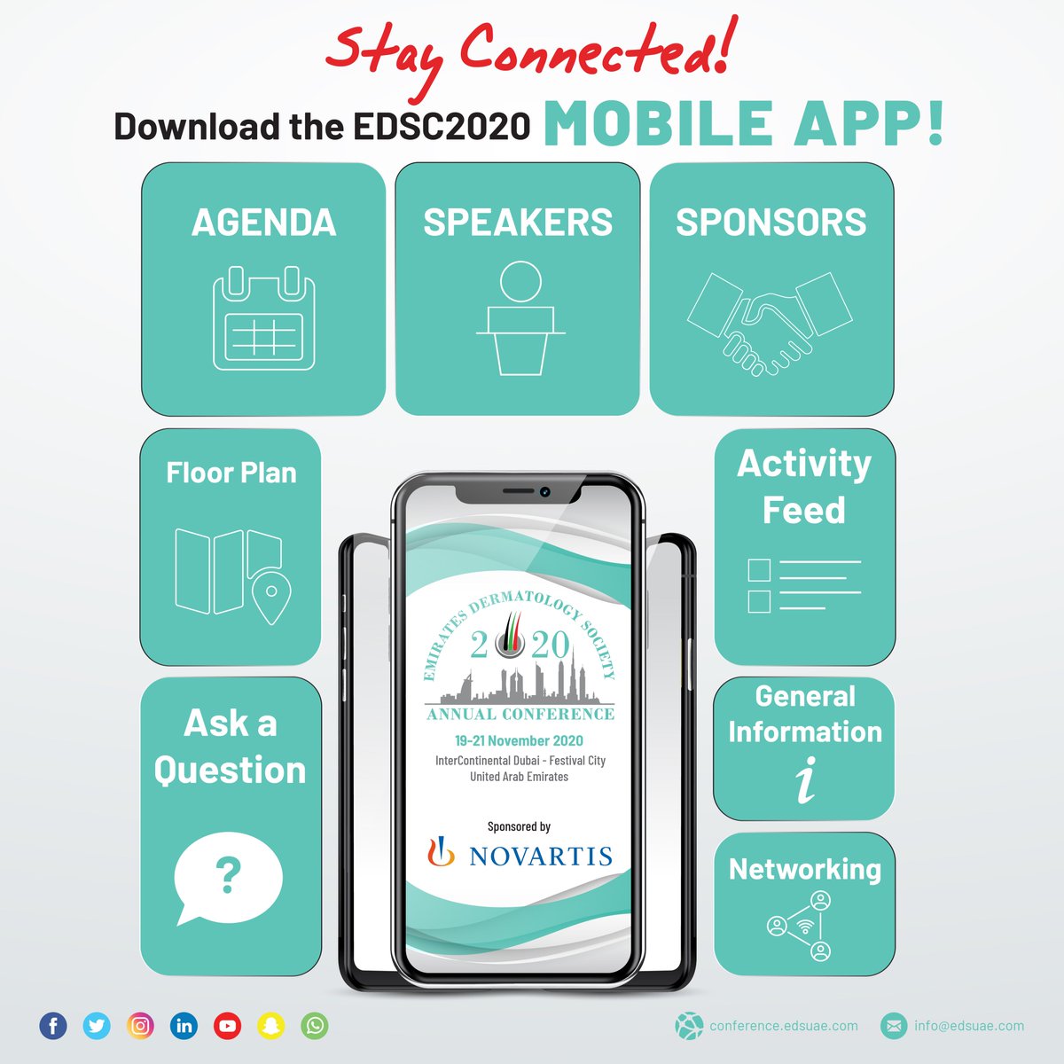 EDS_UAE's tweet photo. #EDSC2020 Mobile App is now live! Download now to have all the latest news and updates at your fingertips!

#EmiratesDermatologySociety
#Conference
#Dermatology
#MobileApp
#DownloadNow https://t.co/x1LUYOpNcZ