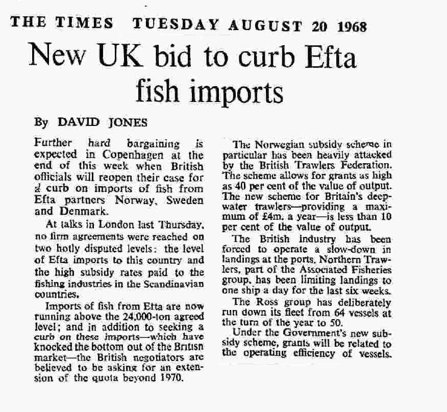 11. By the late 1960s, while our inshore fisherman are experiencing gains from the extension, it is EFTA that is damaging our fishing industry.