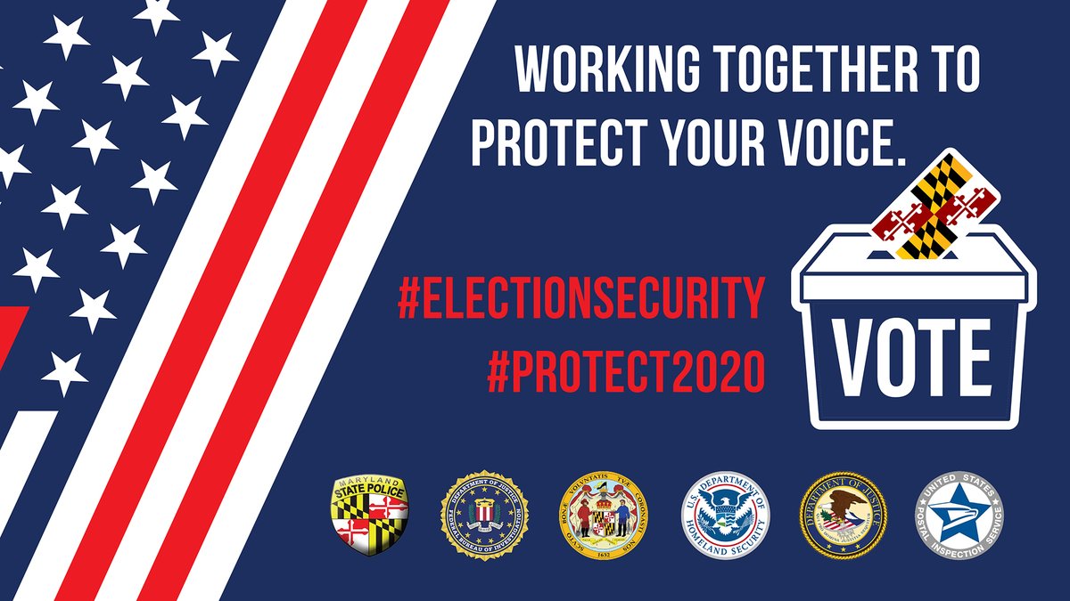 Election security banner "Working together to protect your voice" from state and federal agencies