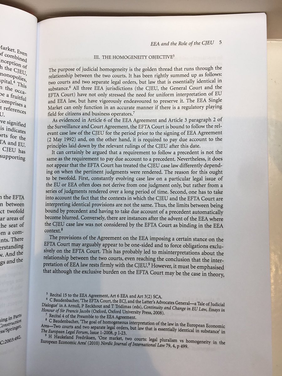 3/-EFTA court “gives regard to” ECJ rulings but not obliged to follow it (except pre-EEA Agreement law, ie before 1992) -As a member  would have 1 in 4 of the judges on the EFTA court. Its hearings are in English.