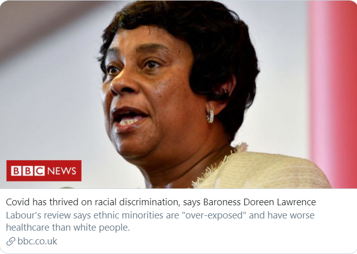  #COVID19 has "thrived" among black, Asian & ethnic minority (BAME) communities because of structural  #racediscrimination, a  #Labour report says.  https://www.bbc.co.uk/news/uk-politics-54697714LTNs increase traffic &  #airpollution on the main roads where  #BAME walk, wait, work, learn & play.  @hold_bag