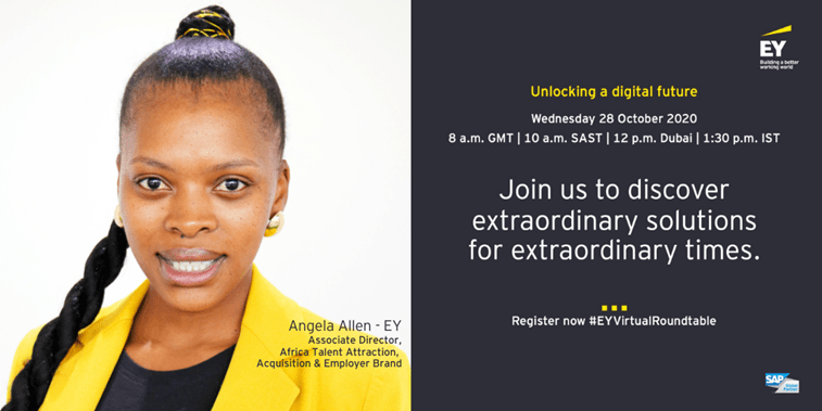 EY_Africa's tweet photo. Join an insightful roundtable led by EY Business and SAP Alliance leaders and EY Africa’s Angela Allen discussing topics like: What the EY-SAP Alliance means for client organisations. Register: https://t.co/BTieTyUH97 #EYVirtualRoundtable https://t.co/HNOZBcUcMR