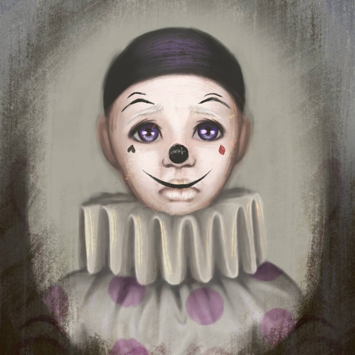 SadeSiren's tweet photo. Today's #artoberfest prompt 'mood' actually sums up my #mood quite correctly... #digitalart #portrait #harlequin https://t.co/aiOuX24RsW