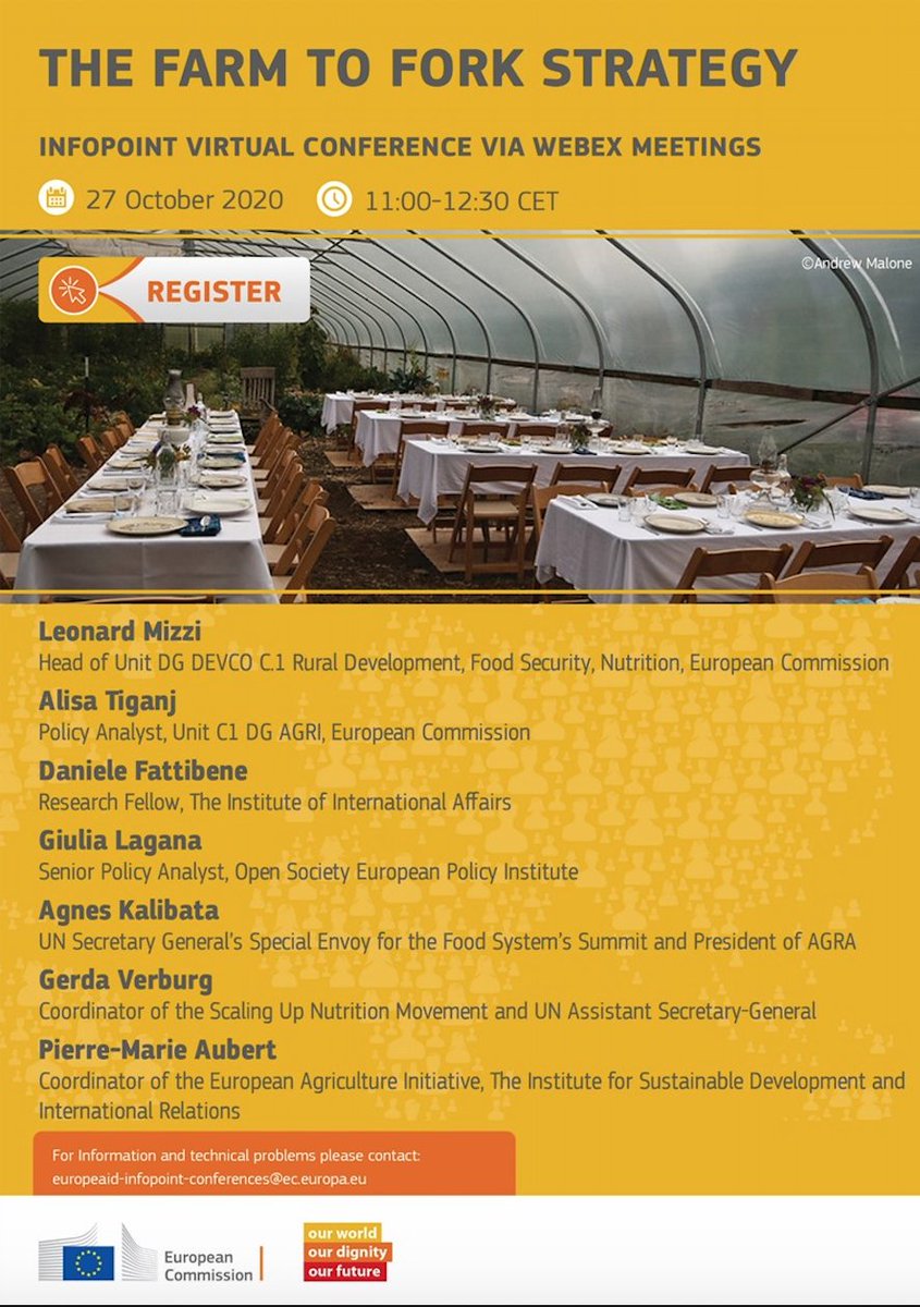 SUN_Movement's tweet photo. #Today 🇪🇺 WEB InfoPoint 🇪🇺 "The Farm to Fork Strategy: cleaning up the EU’s agri food system within and beyond" Oct 27 – 11:00 am - 12:30 pm - Organized by EU #DGDEVCO @europeaid w/ @SUN_Movement Coordinator @GerdaVerburg as speaker #FarmtoForkStrategy @IAIonline @ettg_eu https://t.co/4sO11X4JLV